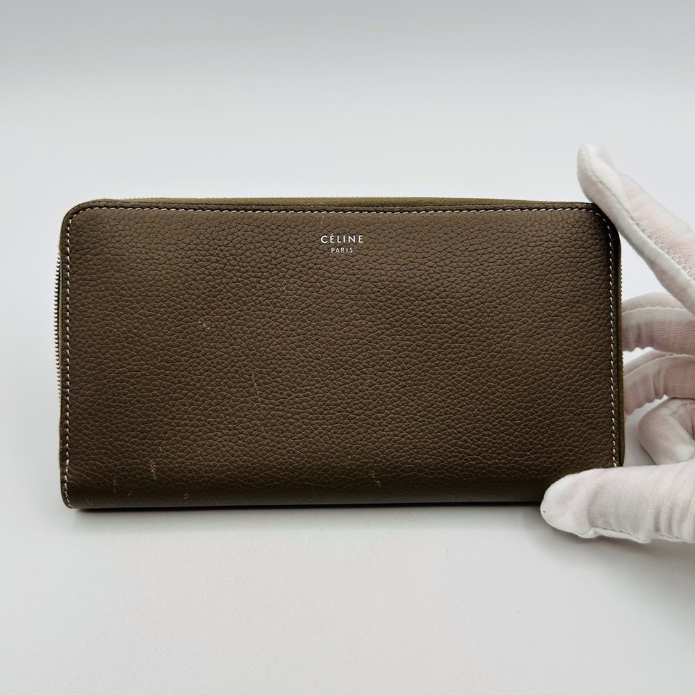 Celine Taupe and yellow interior Leather Wallet
